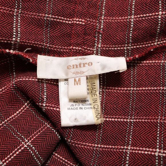 Entro Plaid Open Front Duster Cardigan Tassel Cotton Lightweight Layer Size M - Picture 5 of 8